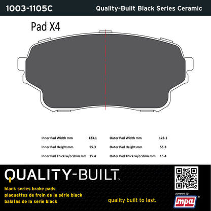 Quality-Built Black Series Ceramic Brake Pads 1003-1105C