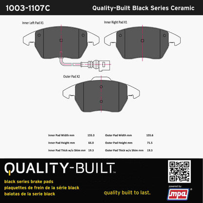 Quality-Built Black Series Ceramic Brake Pads 1003-1107C