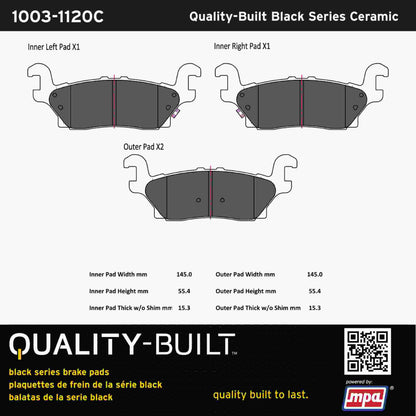 Quality-Built Black Series Ceramic Brake Pads 1003-1120C