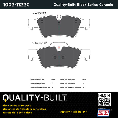 Quality-Built Black Series Ceramic Brake Pads 1003-1122C