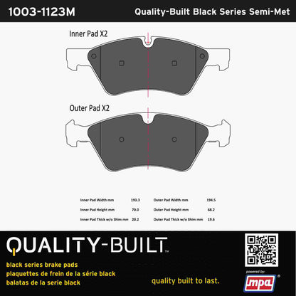 Quality-Built Black Series Semi-Metallic Brake Pads 1003-1123M