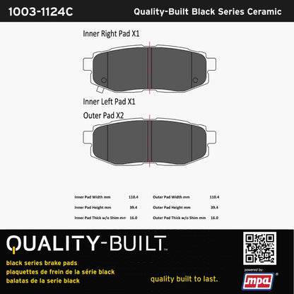 Quality-Built Black Series Ceramic Brake Pads 1003-1124C