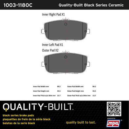 Quality-Built Black Series Ceramic Brake Pads 1003-1180C