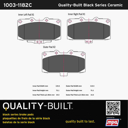 Quality-Built Black Series Ceramic Brake Pads 1003-1182C