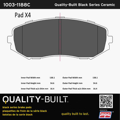 Quality-Built Black Series Ceramic Brake Pads 1003-1188C