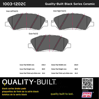 Quality-Built Black Series Ceramic Brake Pads 1003-1202C