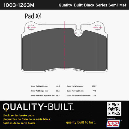 Quality-Built Black Series Semi-Metallic Brake Pads 1003-1263M