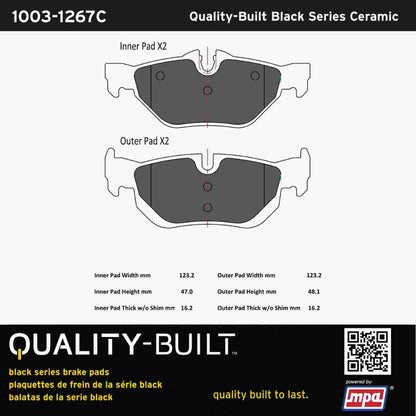 Quality-Built Black Series Ceramic Brake Pads 1003-1267C