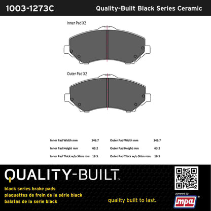 Quality-Built Black Series Ceramic Brake Pads 1003-1273C