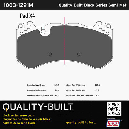 Quality-Built Black Series Semi-Metallic Brake Pads 1003-1291M