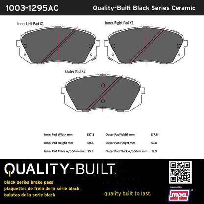 Quality-Built Black Series Ceramic Brake Pads 1003-1295AC