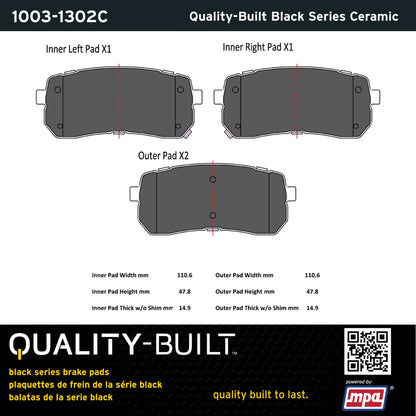 Quality-Built Black Series Ceramic Brake Pads 1003-1302C