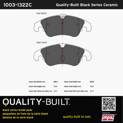 Quality-Built Black Series Ceramic Brake Pads 1003-1322C