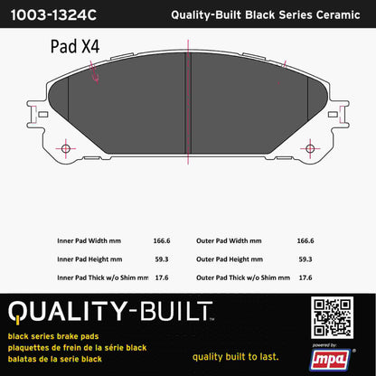 Quality-Built Black Series Ceramic Brake Pads 1003-1324C