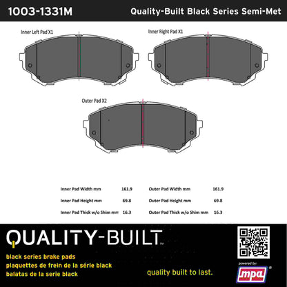 Quality-Built Black Series Semi-Metallic Brake Pads 1003-1331M
