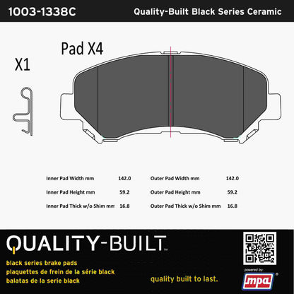 Quality-Built Black Series Ceramic Brake Pads 1003-1338C