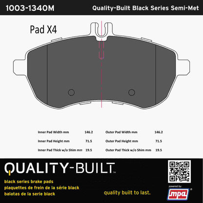 Quality-Built Black Series Semi-Metallic Brake Pads 1003-1340M