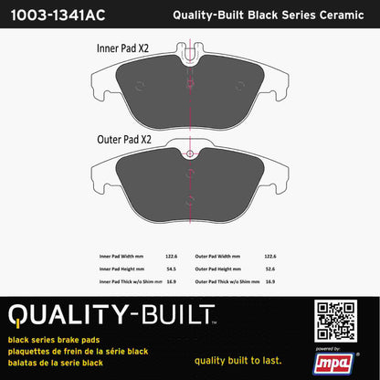 Quality-Built Black Series Ceramic Brake Pads 1003-1341AC