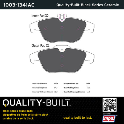 Quality-Built Black Series Ceramic Brake Pads 1003-1341AC