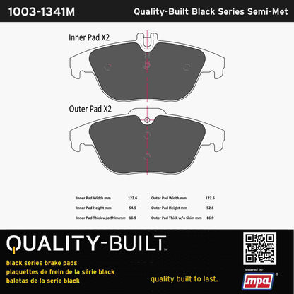 Quality-Built Black Series Semi-Metallic Brake Pads 1003-1341M