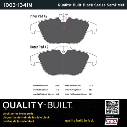 Quality-Built Black Series Semi-Metallic Brake Pads 1003-1341M