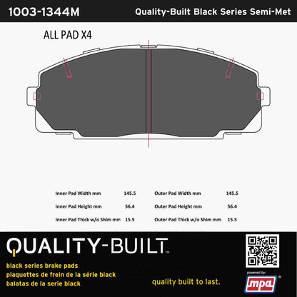 Quality-Built Black Series Semi-Metallic Brake Pads 1003-1344M
