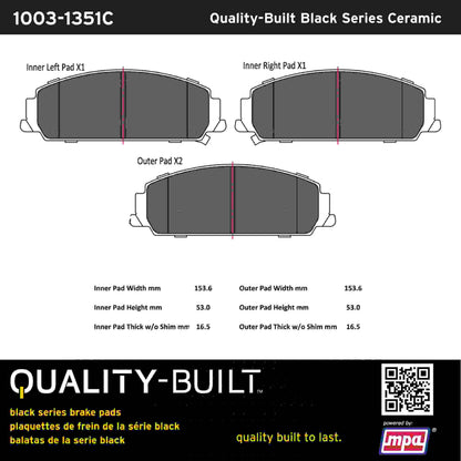 Quality-Built Black Series Ceramic Brake Pads 1003-1351C