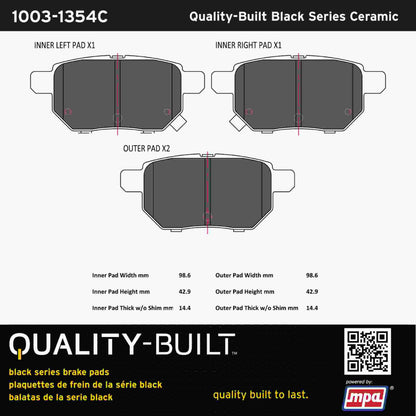 Quality-Built Black Series Ceramic Brake Pads 1003-1354C