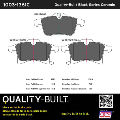 Quality-Built Black Series Ceramic Brake Pads 1003-1361C