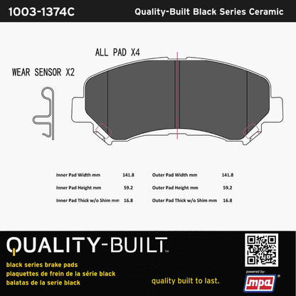 Quality-Built Black Series Ceramic Brake Pads 1003-1374C