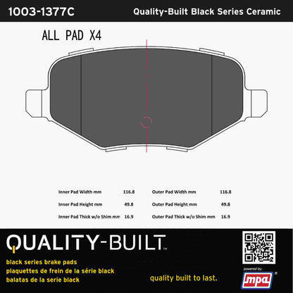 Quality-Built Black Series Ceramic Brake Pads 1003-1377C