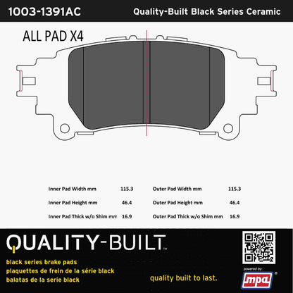 Quality-Built Black Series Ceramic Brake Pads 1003-1391AC