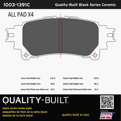 Quality-Built Black Series Ceramic Brake Pads 1003-1391C