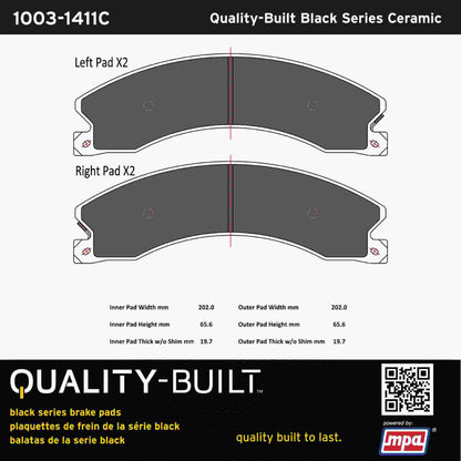 Quality-Built Black Series Ceramic Brake Pads 1003-1411C