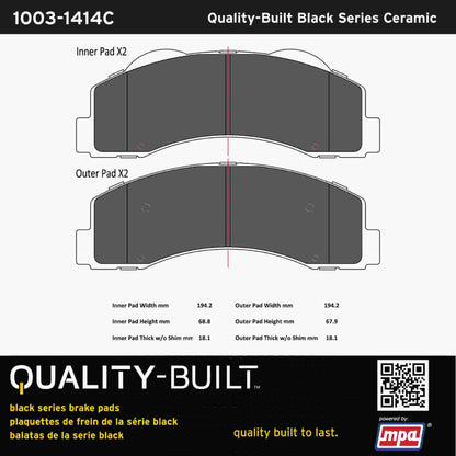 Quality-Built Black Series Ceramic Brake Pads 1003-1414C