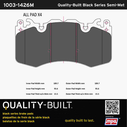 Quality-Built Black Series Semi-Metallic Brake Pads 1003-1426M