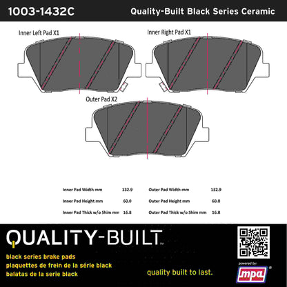 Quality-Built Black Series Ceramic Brake Pads 1003-1432C