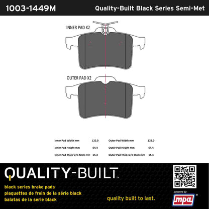 Quality-Built Black Series Semi-Metallic Brake Pads 1003-1449M