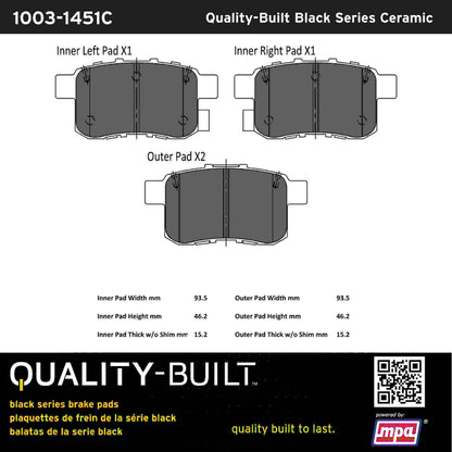Quality-Built Black Series Ceramic Brake Pads 1003-1451C
