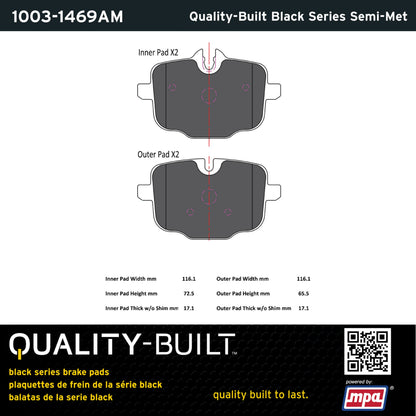 Quality-Built Black Series Semi-Metallic Brake Pads 1003-1469AM