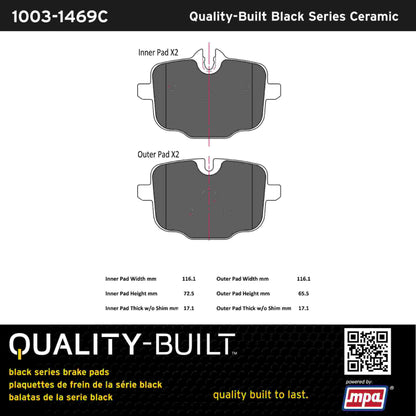 Quality-Built Black Series Ceramic Brake Pads 1003-1469C