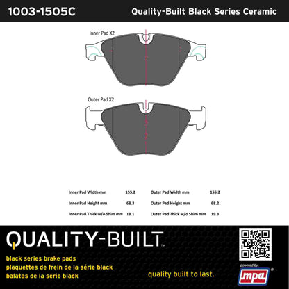 Quality-Built Black Series Ceramic Brake Pads 1003-1505C