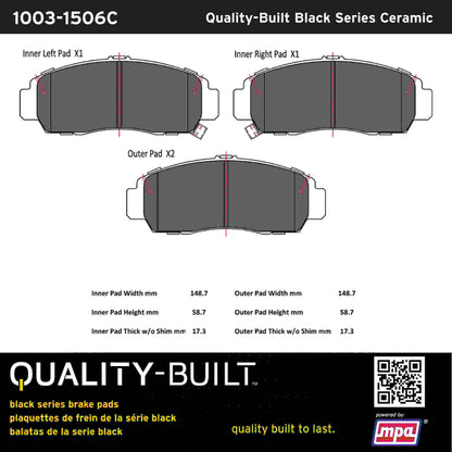 Quality-Built Black Series Ceramic Brake Pads 1003-1506C