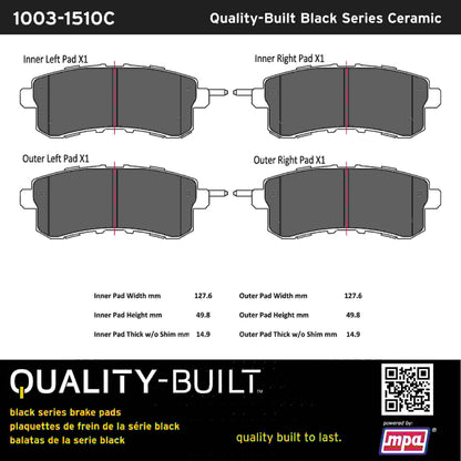 Quality-Built Black Series Ceramic Brake Pads 1003-1510C
