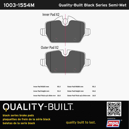 Quality-Built Black Series Semi-Metallic Brake Pads 1003-1554M