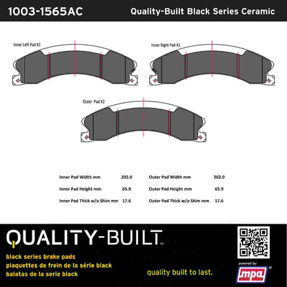 Quality-Built Black Series Ceramic Brake Pads 1003-1565AC