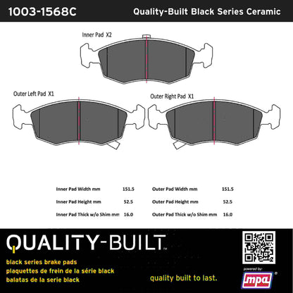 Quality-Built Black Series Ceramic Brake Pads 1003-1568C
