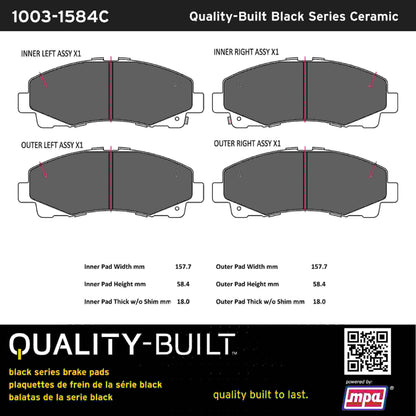 Quality-Built Black Series Ceramic Brake Pads 1003-1584C