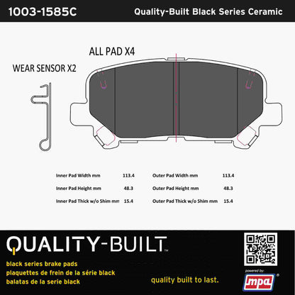 Quality-Built Black Series Ceramic Brake Pads 1003-1585C