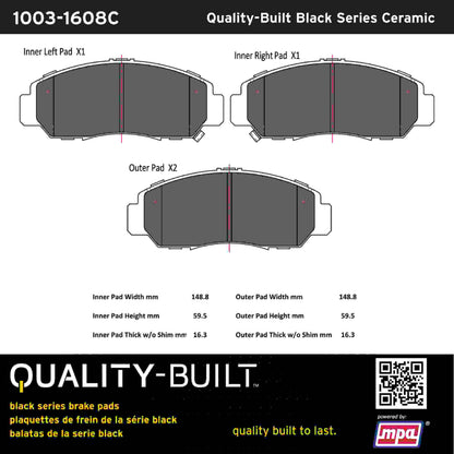 Quality-Built Black Series Ceramic Brake Pads 1003-1608C